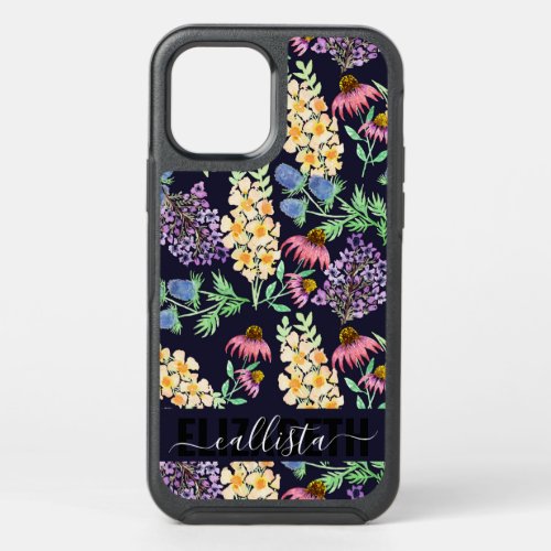 Country Wildflowers Floral Watercolor Monogram OtterBox Symmetry iPhone 12 Pro Case