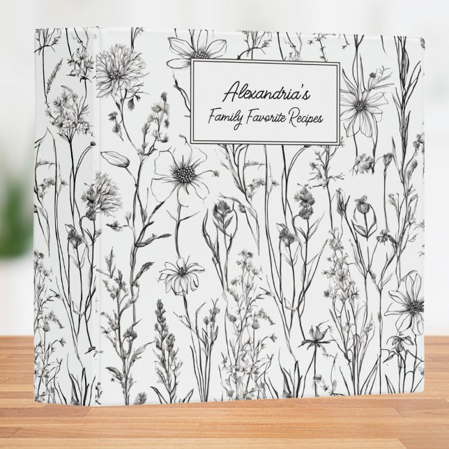 Country Wildflowers Monogram Recipe 3 Ring Binder (Creator Uploaded)