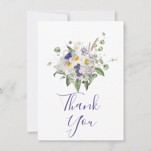 Country Wildflowers Posy Script Thank You