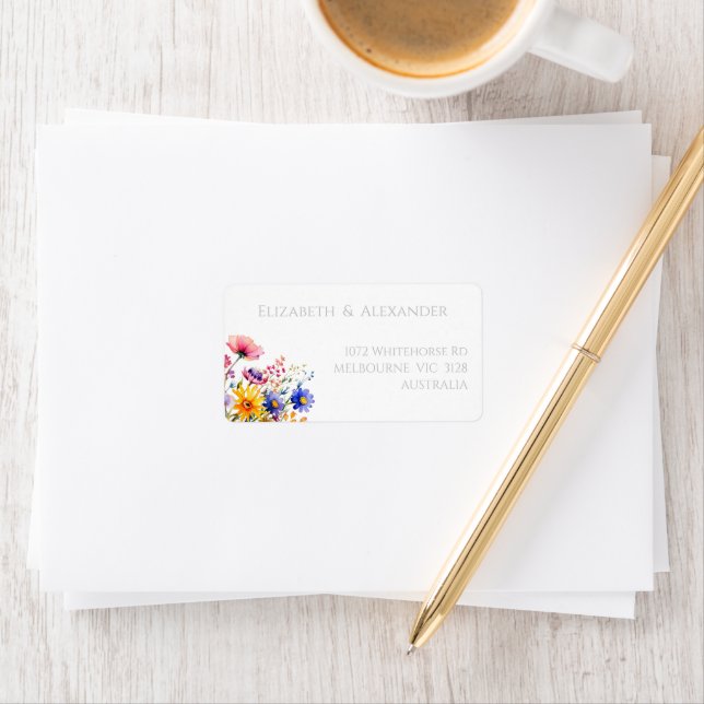 Country Wildflowers Wedding Return Address  Label (Insitu)