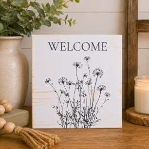 Country Wildlowers Welcome Wooden Box Sign