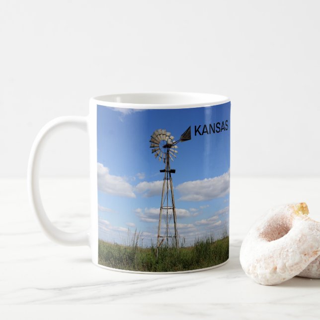 Country Windmill in Kansas Mug (With Donut)