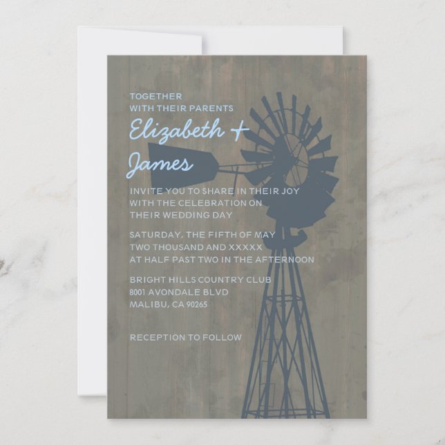 Country Windmill Wedding Invitations (Front)