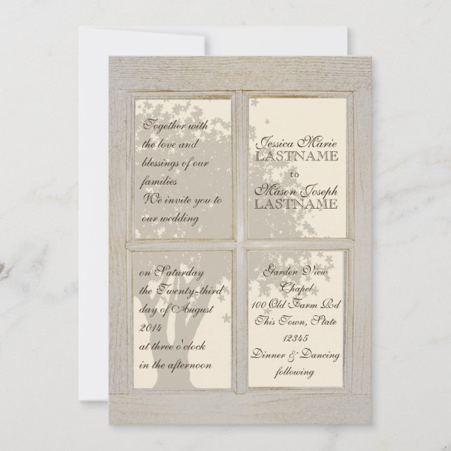 Country Window Pane Wedding Invitation (Front)