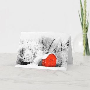 Country winter, Christmas card, barn, snow, farm Holiday Card