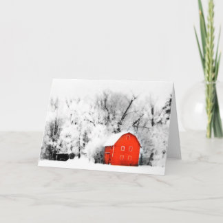Country winter, Christmas card, barn, snow, farm Holiday Card