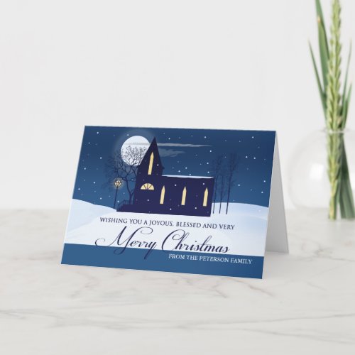 Country Winter Church Merry Christmas Card