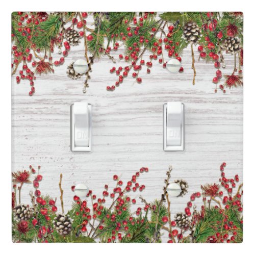 Country Winter Holiday Berries  Pine Cone Elegant Light Switch Cover