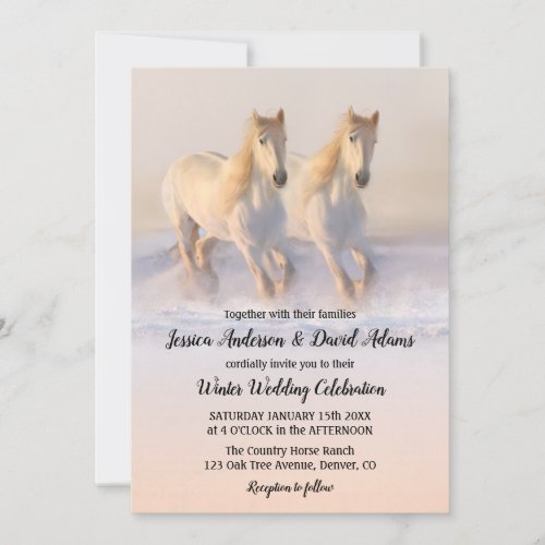 Country Winter Horses Wedding Invitation