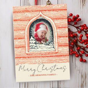 Country Winter Log Cabin Christmas Photo Holiday Card