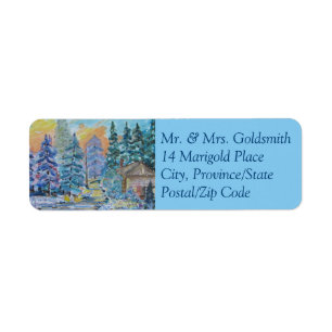 Country Winter Scene Label