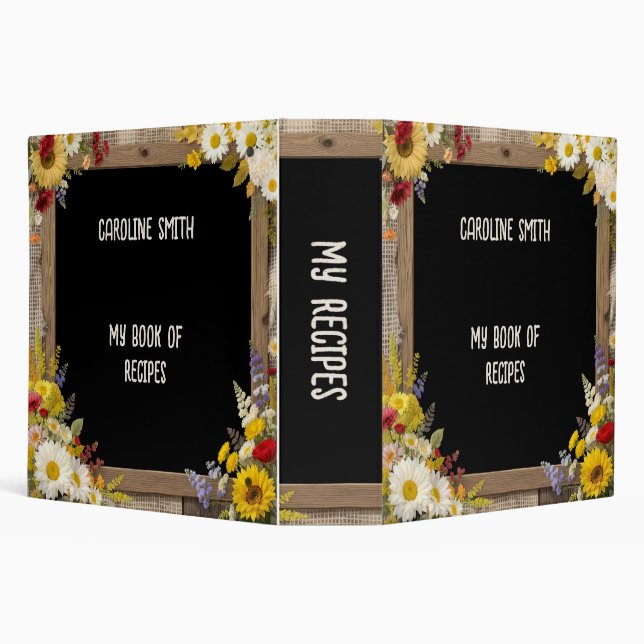 Country with Chalkboard and Burlap Recipes 3 Ring Binder (Background)