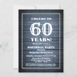 Country Wood 60th Birthday Party Invitation