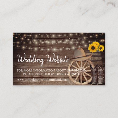 Country Wood Barrel _ Sunflower _  Wedding Website Enclosure Card