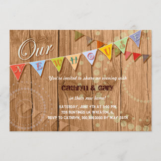 Country Wood Bunting Housewarming Party Invitation