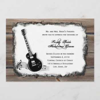 Country Wood Electric Guitar Music Wedding Invite by RiverJude at Zazzle