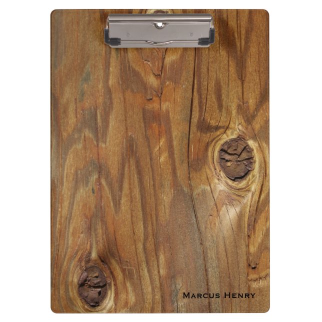 Country Wood (Faux) with Knotholes Personalized Clipboard (Front)