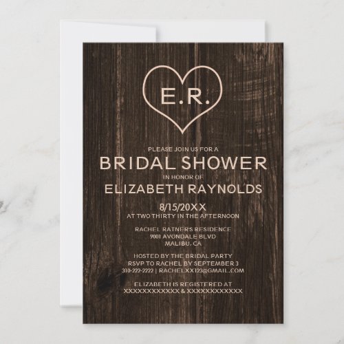 Country Wood Grain Bridal Shower Invitations