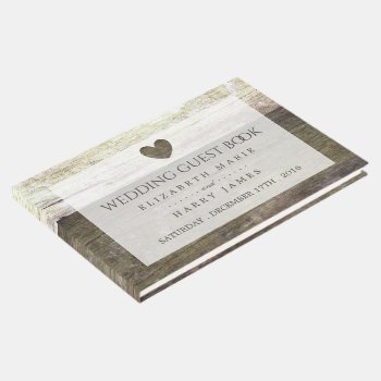 Country Wood Heart Wedding Guest Book by StampedyStamp at Zazzle