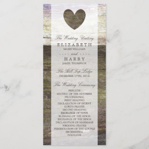 Country Wood Heart Wedding Program