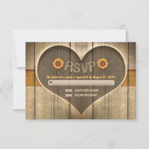 country wood heart wedding rsvp design