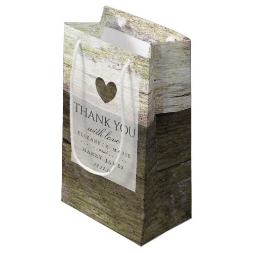 Country Wood Heart Wedding Small Gift Bag