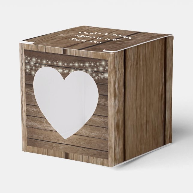Country Wood Lights Ball Jar Favor Box (Front Side)