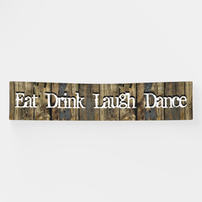 Country Wood Lights Eat Drink Laugh Dance Banner (Horizontal)