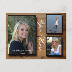 Country Wood Open House Invitation Postcard