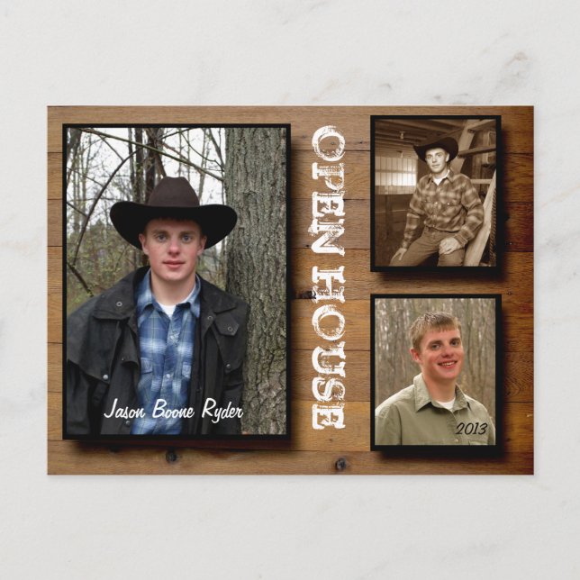 Country Wood Open House Invitation Postcard (Front)