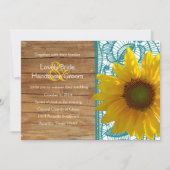 Country Wood Sunflower Teal Lace Wedding Invite | Zazzle