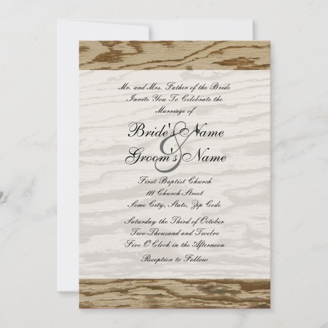 Country Wood Wedding Invitation (Front)