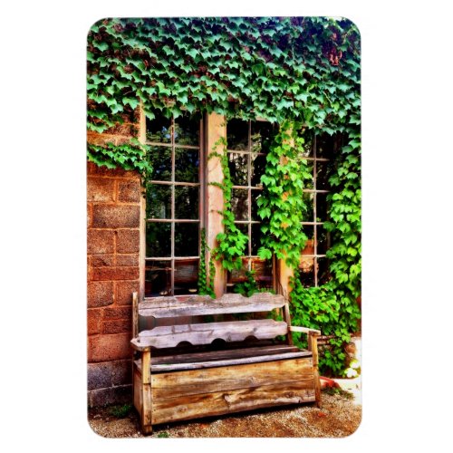 Country Wooden Bench Ivy Vines Flexible Magnet