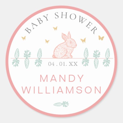 Country Woodland Bunny Rabbit Easter Baby Showers Classic Round Sticker