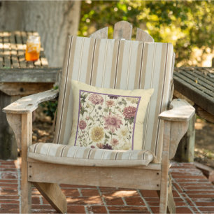 Country yellow floral faux textured pattern outdoor pillow