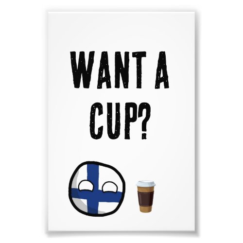 Countryball Finland Want a cup of coffee Photo Print