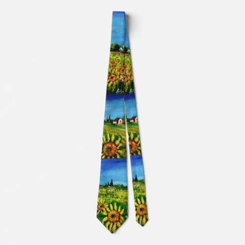 COUNTRYSIDE AND SUNFLOWERS IN TUSCANY NECK TIE