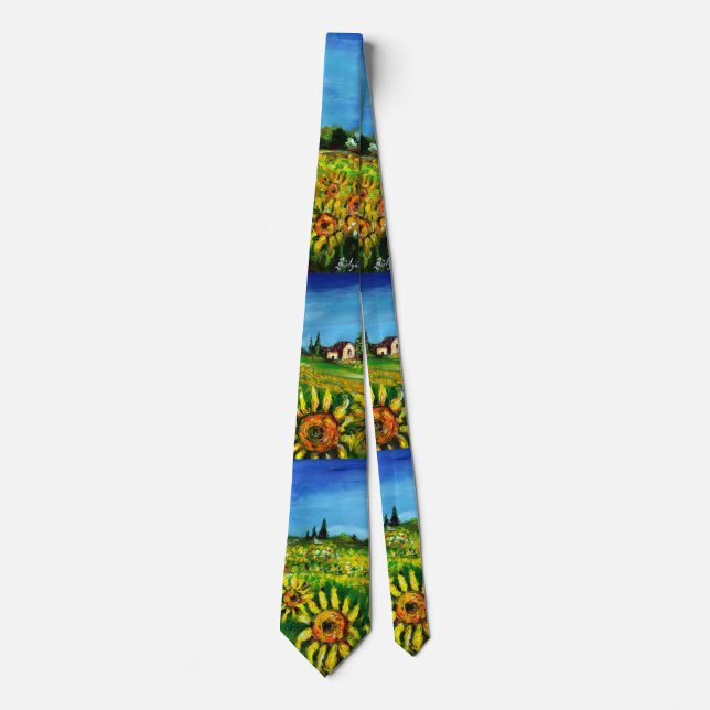 COUNTRYSIDE AND SUNFLOWERS IN TUSCANY NECK TIE (Front)