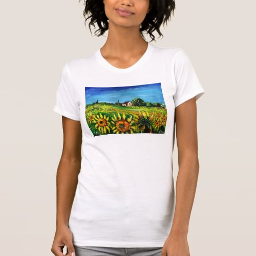 COUNTRYSIDE AND SUNFLOWERS IN TUSCANY T_Shirt