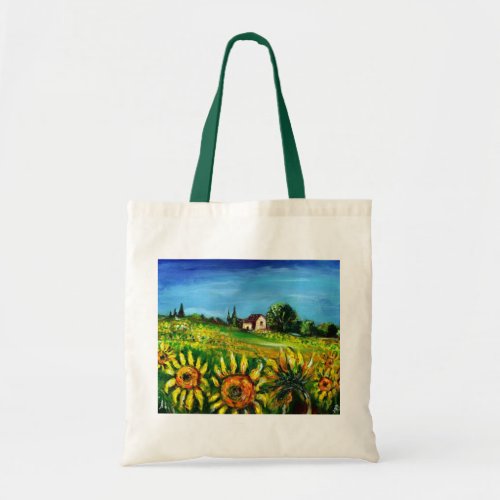 COUNTRYSIDE AND SUNFLOWERS IN TUSCANY _ TOTE BAG