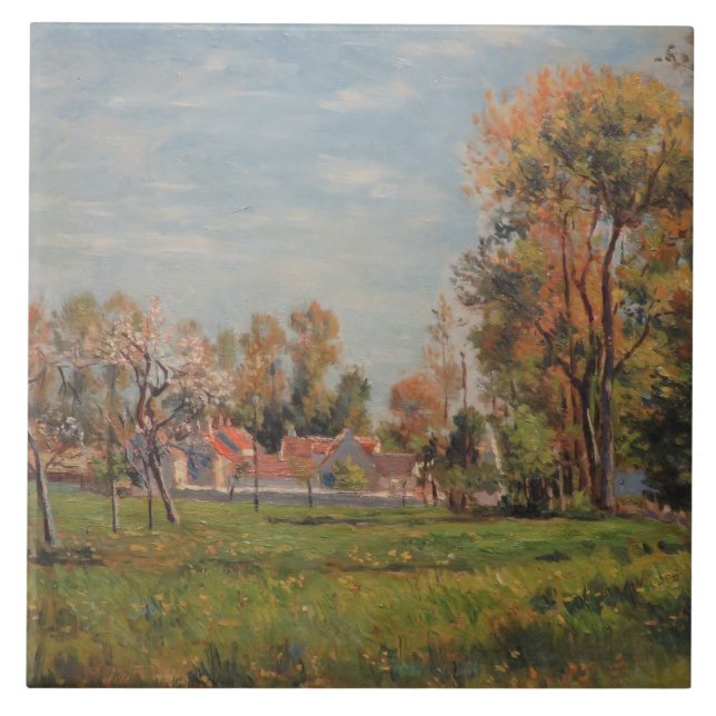 Countryside around Lagny, France (Rural Landscape) Ceramic Tile (Front)