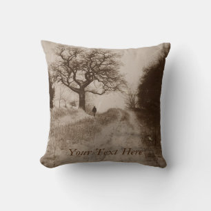 countryside atmospheric winter snow scene throw pillow