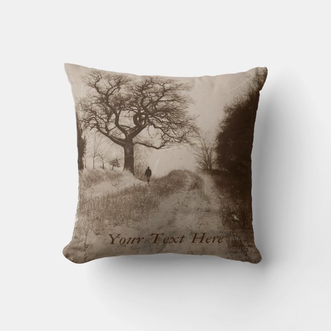 countryside atmospheric winter snow scene throw pillow (Front)