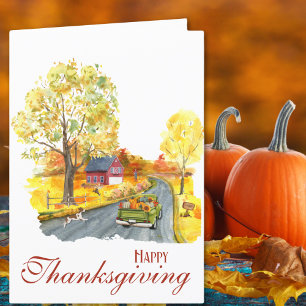 Countryside Charm Thanksgiving Holiday Card