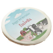 Countryside Farm Animals And Barn Kid's Birthday Sugar Cookie (Angled)
