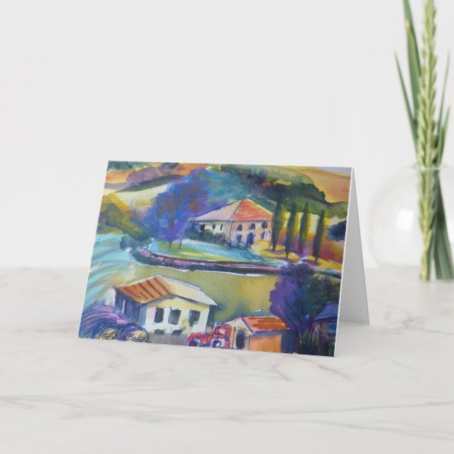 Countryside Farming in Tuscany Blank Greeting Card (Front)