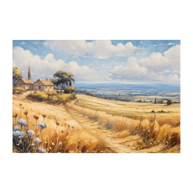 Countryside Field Landscape Acrylic Wall Art (Front)