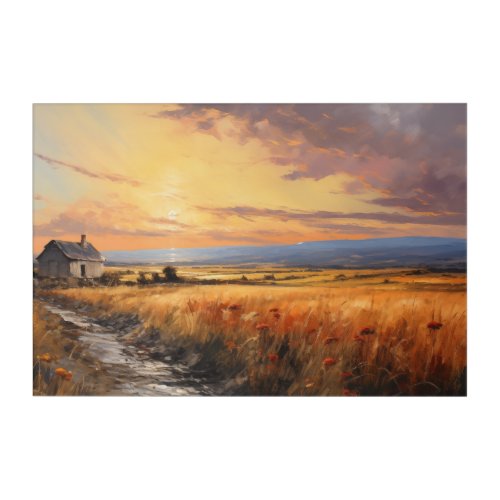 Countryside Field Landscape Acrylic Wall Art