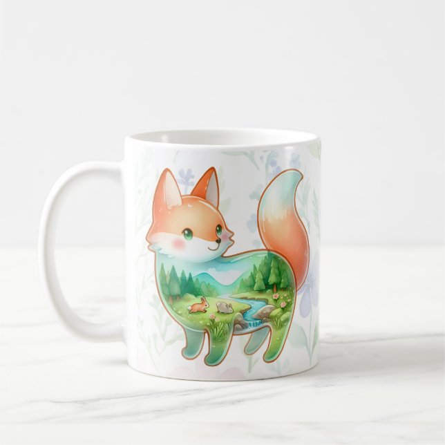 Countryside Fox / Raccoon Dreamscape Coffee Mug (Left)
