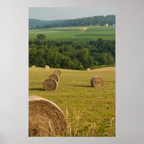 Countryside Hay Bales Poster